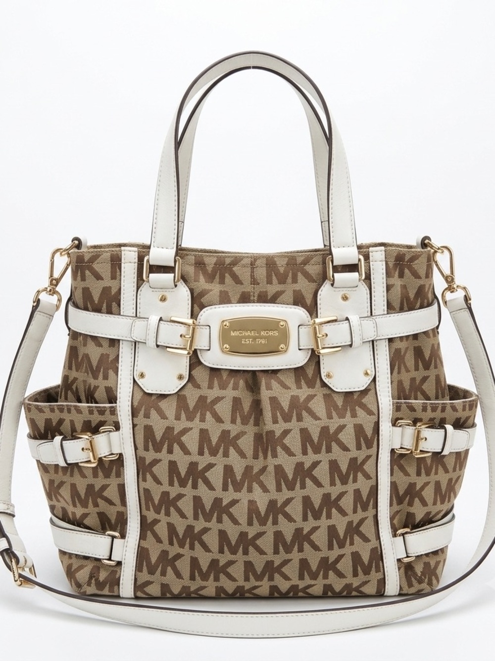 Michael Kors Gansevoort Satchel
MK Logo Tote with White Trim and Gold Hardware